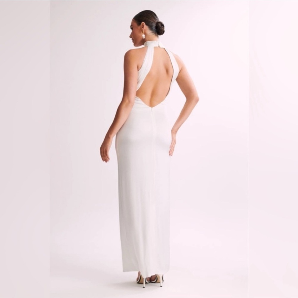 Claire Satin Drape Back Maxi Dress - Large